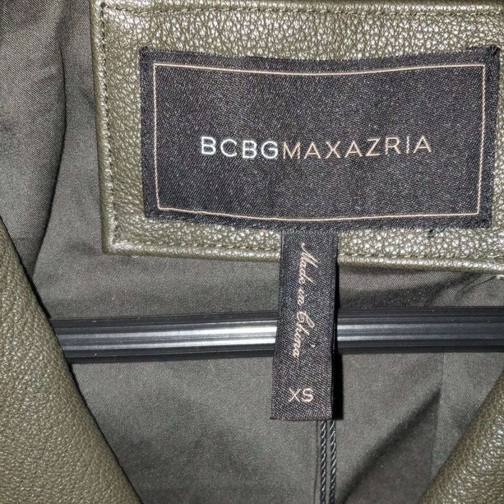 BCBGMAXAZRIA NWT real leather olive Moto jacket - Picture 7 of 8